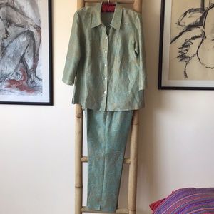 Sigrid Olsen 2 pc suit-turquoise and gold